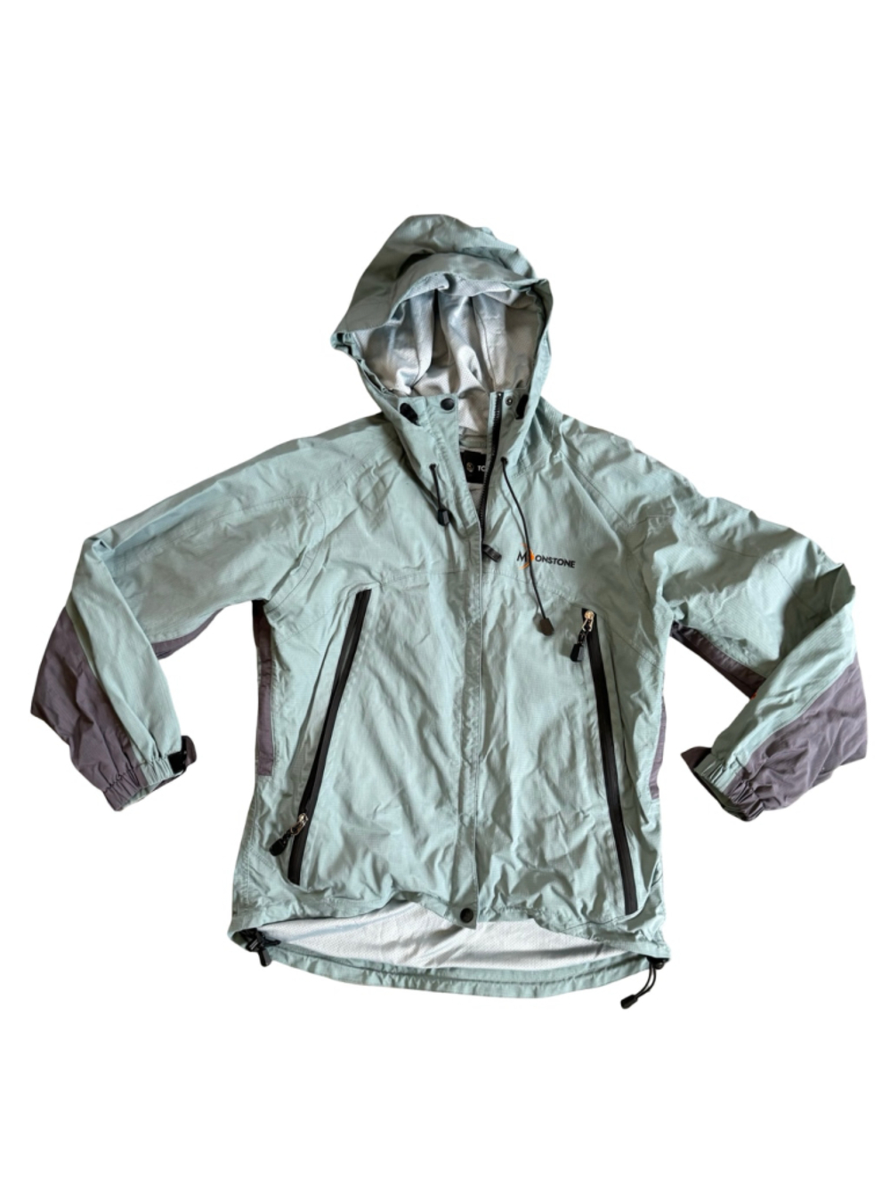 Vintage Moonstone Technical Hooded Rain Jacket Light Sage Green Grey Outerwear